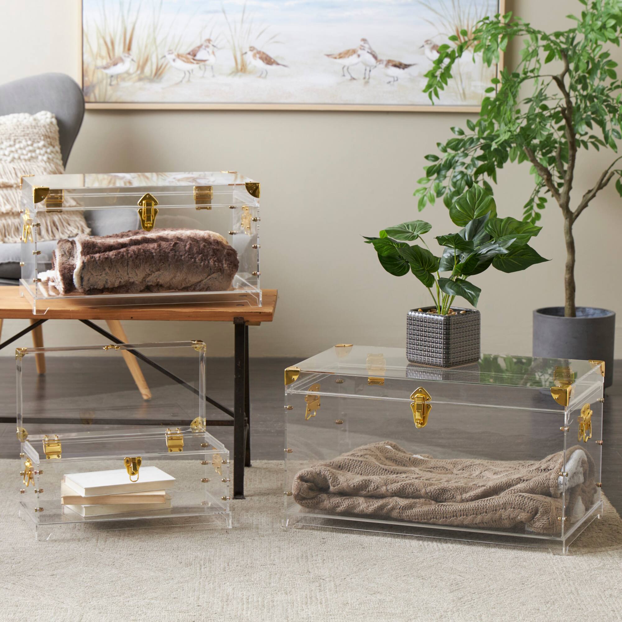 Clear & Gold Acrylic Trunk Set